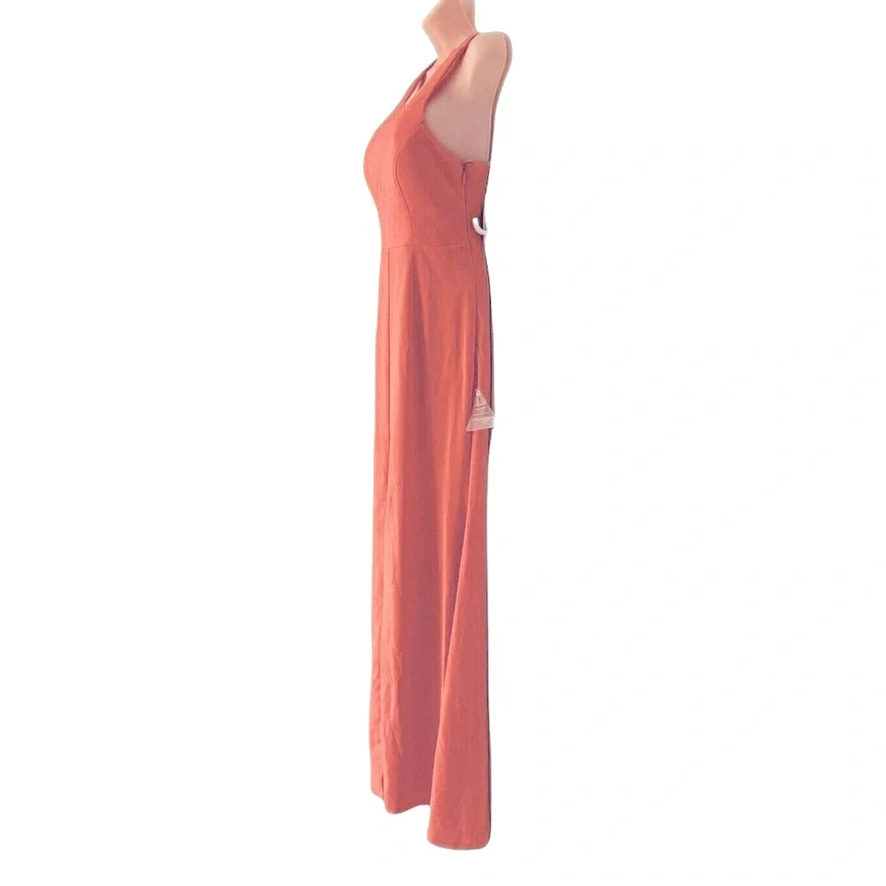 BARIANO Jersey Knit Coral Pink Maxi Office Brunch Cruise Desk Dinner Party Dress - Picture 5 of 13